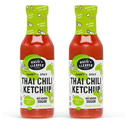 Spicy Ketchup By Halo And Cleaver (2 Pack) - Keto Ketchup With A Kick Of Heat From Thai Chili Peppers | Whole 30 Sweetened With Fruit | Spicy And Sweet Thai Chili Sauce With No Sugar Added | 13 Oz Bottles #TOP22