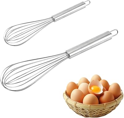 2 Pcs 8 Inch/10 Inch Whisk,Premium Whisk,Stainless Steel Whisk Set Kitchen Wisk Wire Whisks