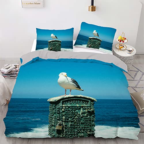 Housse de couette 140x200 oiseau bleu avec fermeture éclair pratique - 2