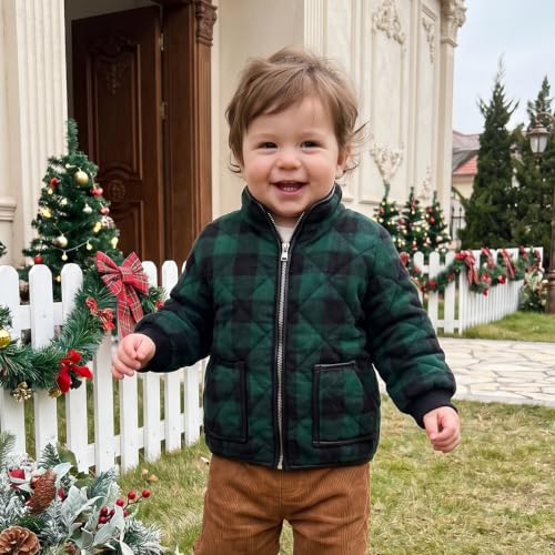 Image of Ayalinggo Toddler Baby Girls Boys Winter Warm Vest Clothes Buffalo Plaid Christmas Jacket Kids Puffer Quilted Gilet Coat | Full front zipper, warm clothes for cold winter, Red Black Buffalo Plaid Christmas Outfit, Kids Puffer Quilted Gilet Coat