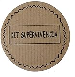 100 Etiquetas redondas 5 cms adhesivas kraft con el texto KIT DE SUPERVIVENCIA