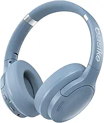 Basike Fone de Ouvido Bluetooth, ANC Cancelamento de Ruído Ativo Headphone Bluetooth 5.3+EDR, Som Surround 3D, Headset com Microfone, Certificação Hi-Pure Audio, 30 horas reprodução, Y6 (Azul)