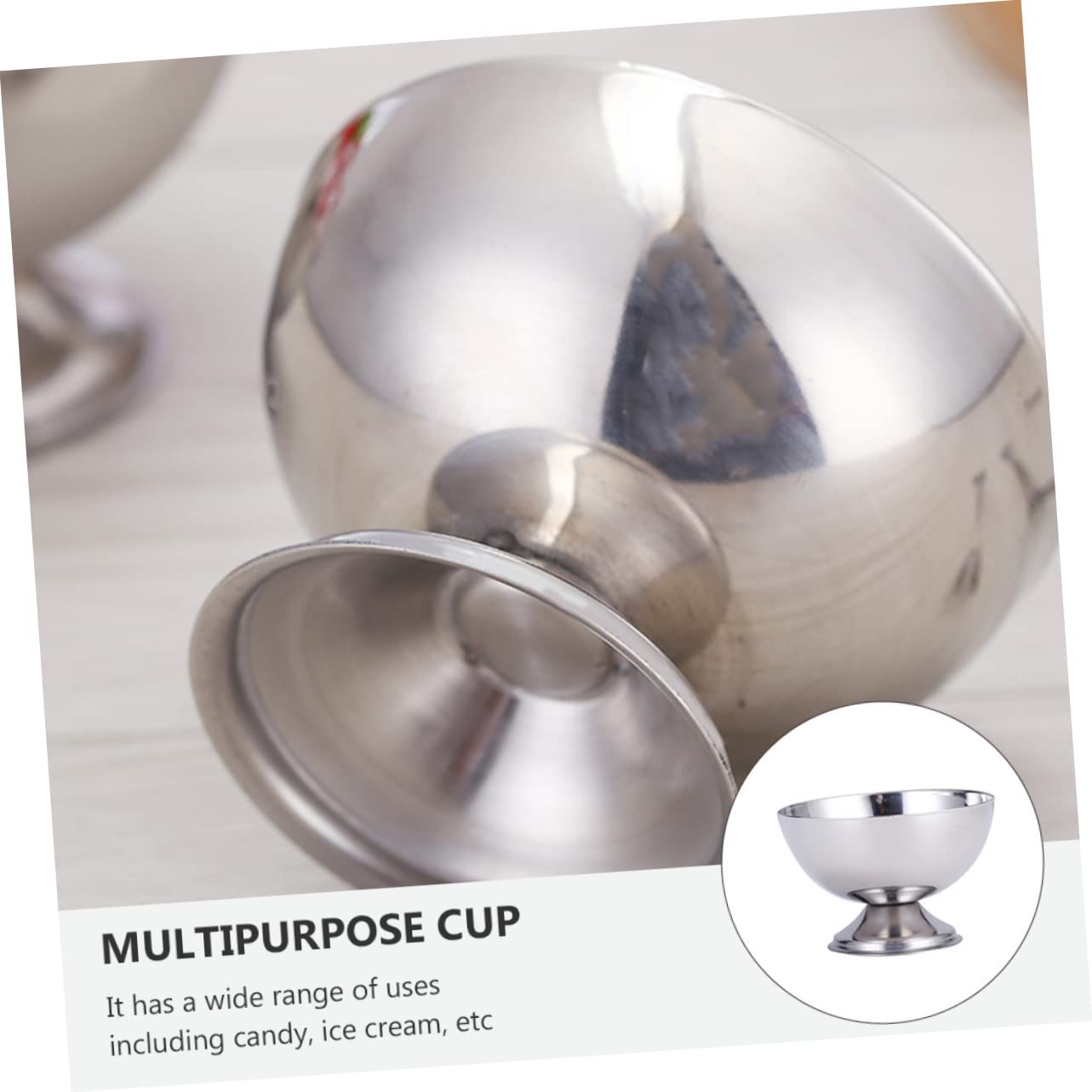 HOLIDYOYO 1pc Stainless Steel Salad Cup Taster Fruit Salad Bowls Fruit Cup Beverage Cups Appetizer Ice Cream Freeze Bowl Ice Cream Cups Footed Ice Cream Dishes Creme Brulee Serving Silver