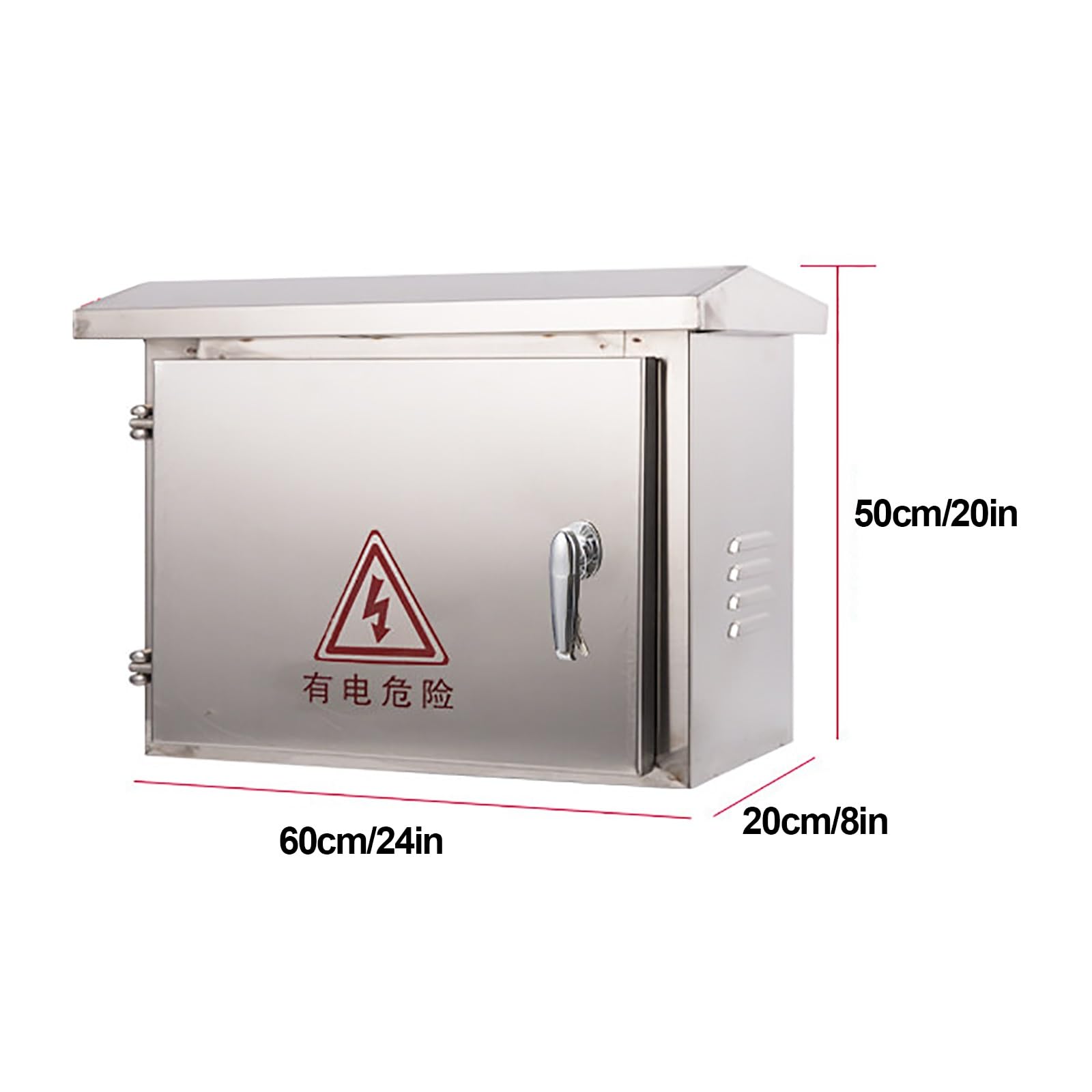 Caja Distribucion Electrica de Acero Inoxidable, Armario Electrico para Exteriores | Caja Electrica con Cerradura y Placa de Montaje, Diseño Horizontal(50x60x20cm/20x24x8in)