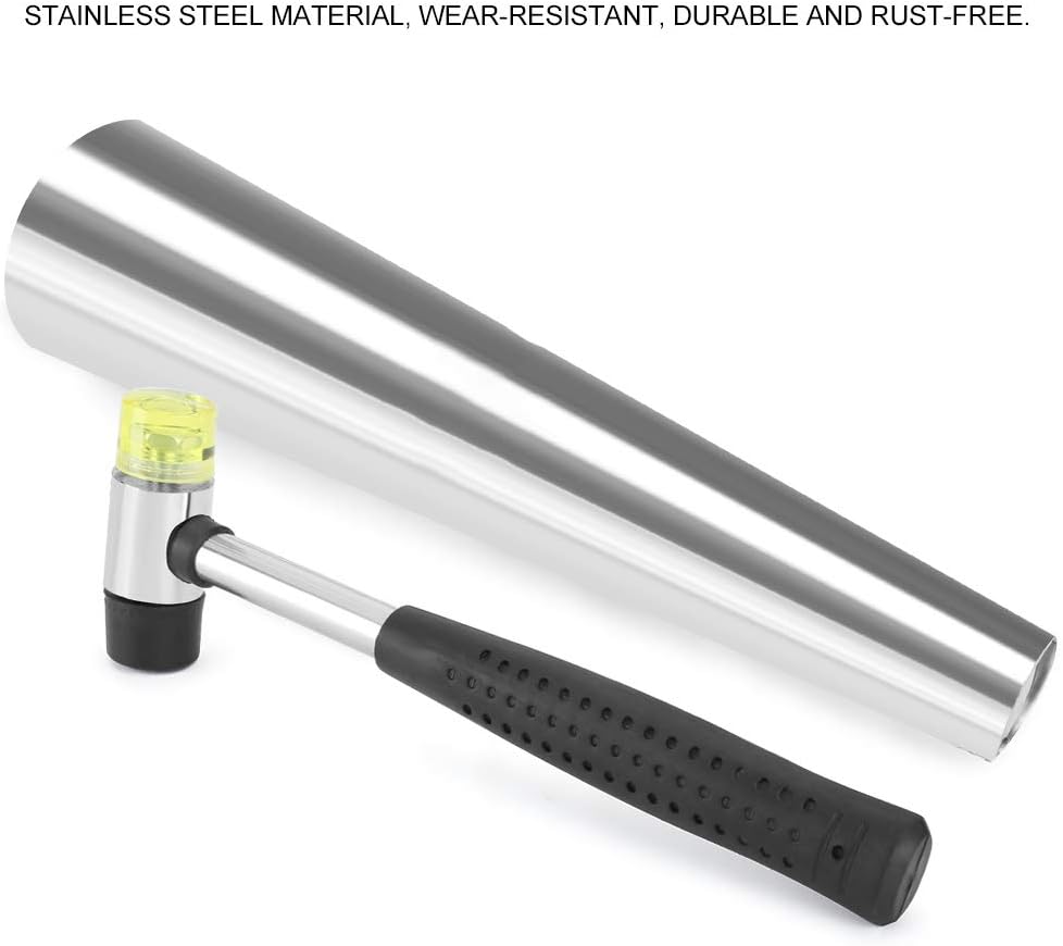 【𝐂𝐡𝐫𝐢𝐬𝐭𝐦𝐚𝐬 𝐃𝐞𝐚𝐥𝐬】Qinlorgo Not Rust Stainless Steel Bracelet Mandrel, Rubber Hammer Round Bracelet Mandrel, for Jewelry‑Makers Jewelry‑Lovers Jewelry‑Repair Workers DIY Lovers