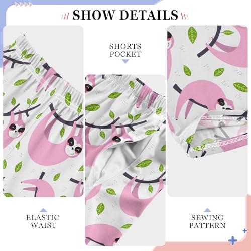 ZZXXB Pink Sloth Boys Long Pants Soft Trousers Elastic Waist Kids Lounge Bottoms with Pockets S-XL4