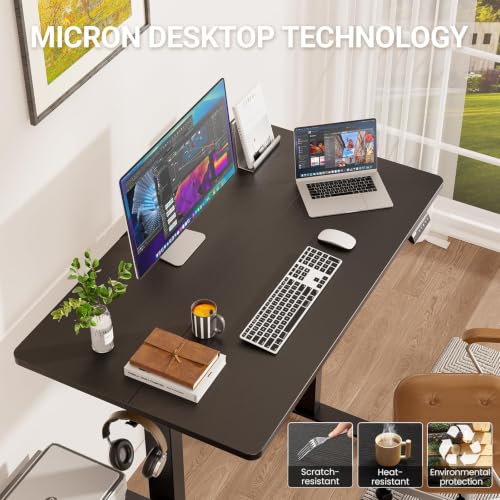 Image of Veken 47.2 Inch Large Electric Standing Desk, Gaming Table, Black