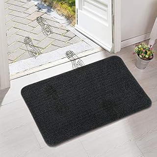 Non-Slip Polyester Dirt Trapper Door Mat, Machine Washable & Super Absorbent - Perfect for Indoor & Outdoor Entrance - 45x75 cm Dark Grey