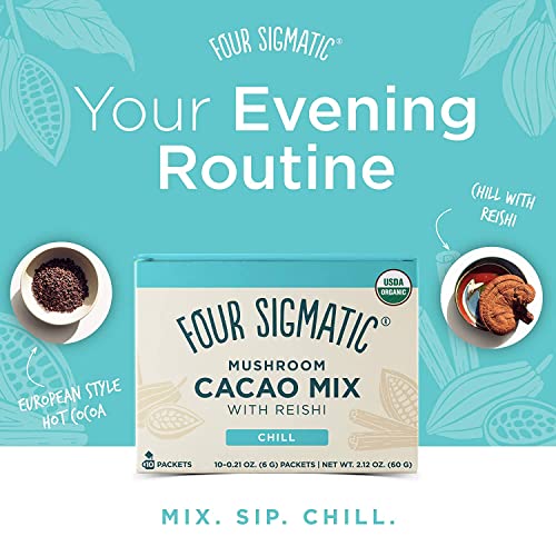 Mushroom Hot Cacao Mix By Four Sigmatic | Organic Reishi Mushroom Cacao Powder | Supports Stress & Sleep | Calm & Relax | Organic Cacao, Reishi, Cinnamon & Cardamom | Vegan & Gluten-Free | 10 Count #TOP1