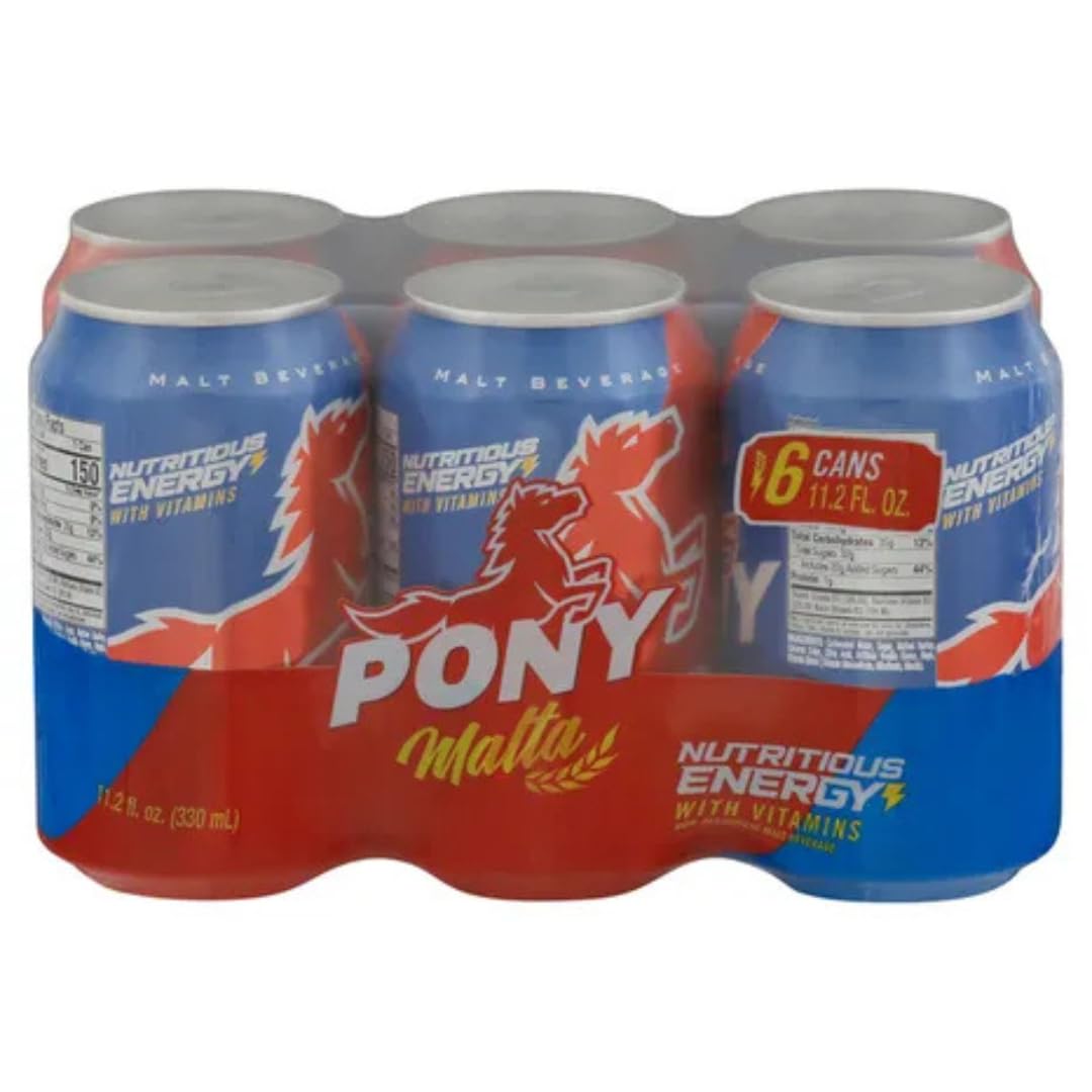 PONY Malta con Vitaminas sin Alcohol - Malt Beverage with Vitamins Non-Alcoholic Drink 11.2 Fl Oz