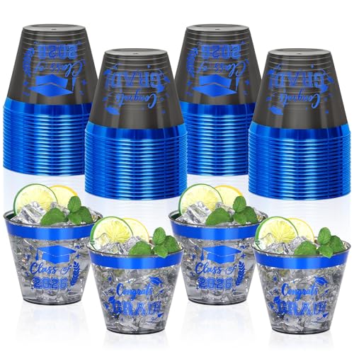 Image of 50 Pack 9 oz Graduation Cups,2026 Blue and Black Graduation Plastic Cups,Blue and Black Disposable Congrats Grad Party Cups for Class of 2026 Decorations School Party Favors Supplies
