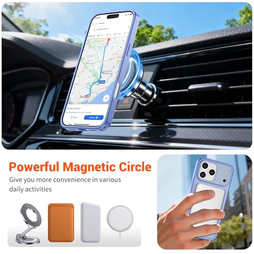 Image of SUPFINE Magnetic for iPhone 17 Pro Case Blue Purple | (Compatible with MagSafe)(Military Grade Drop Protection)(Camera Protection)Translucent Matte Phone Cover