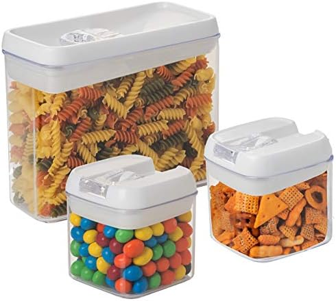 3 pc. Set Clear Food Containers w Airtight Lids Canisters for Kitchen and Pantry Storages - Storage for Cereal, Flour, Cooking - BPA-Free Plastic Guru Products