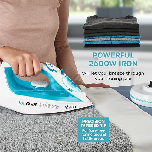 Swan SI16410N 2-in-1 Cord or Cordless Steam Press Iron, Non-Stick Ceramic Soleplate, 2800W, Blue - Image 5