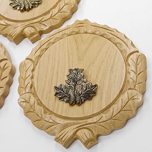 GTK 3 placas de cuña talladas de roble claro AF 14 cm con 3 hojas de roble, cubierta para cuñas, tabla de especias, placa para trofeos
