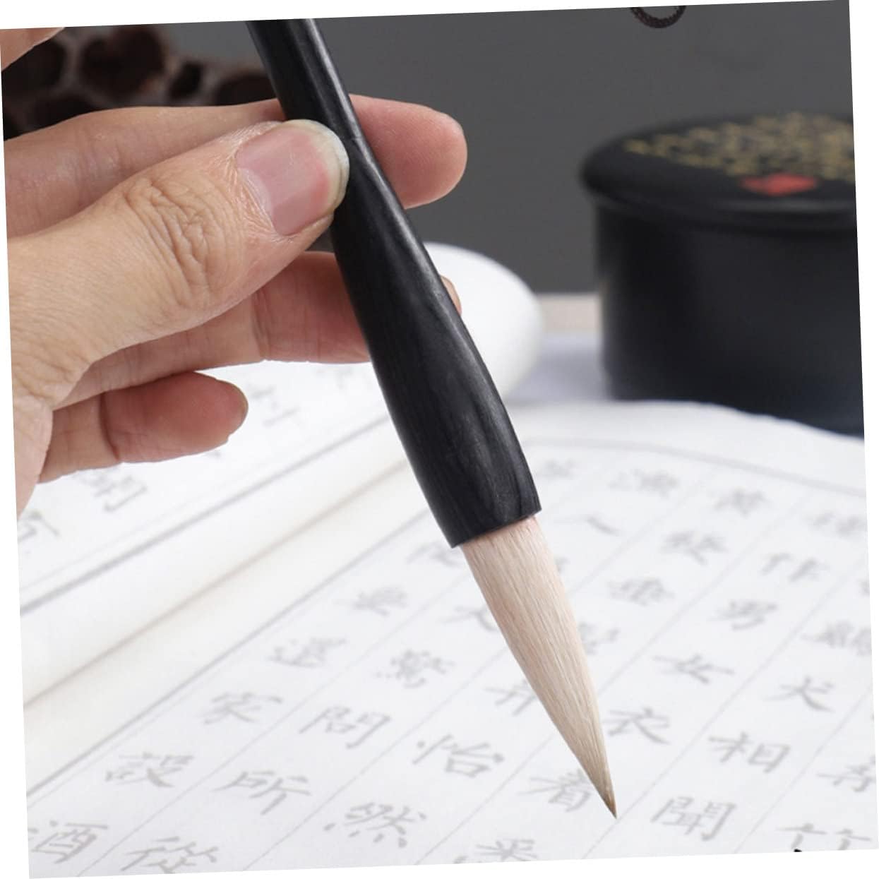 Uonlytech 3Pcs Calligraphy Brush Set for Beginners Dual-Color Design Wooden Handles for Chinese Calligraphy Practice and Writing
