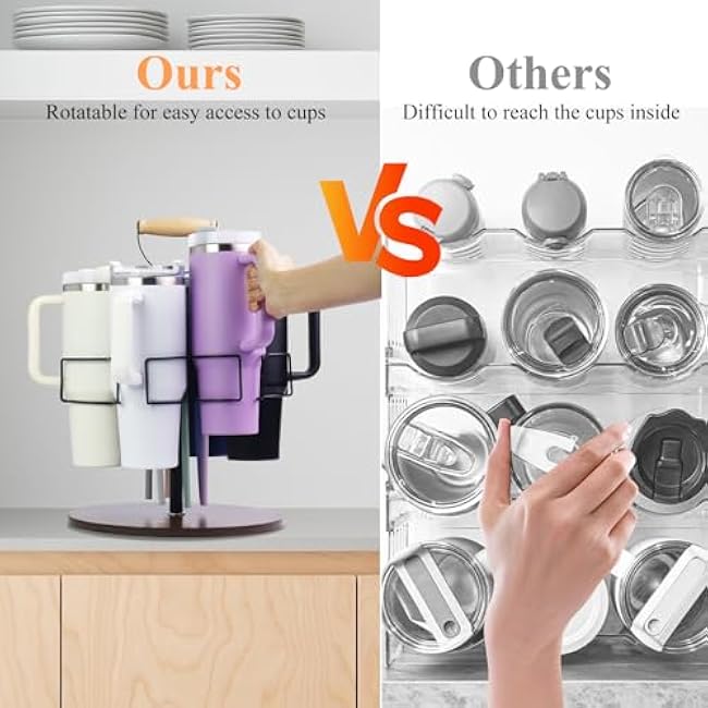 Water Bottle Organizer for Stanley - 40 oz Tumbler with Handle Holder for 6 Stanley Cups & 6 Straw, Stanley Cup Accessories, Tumbler Organizer Kitchen Cup Holder