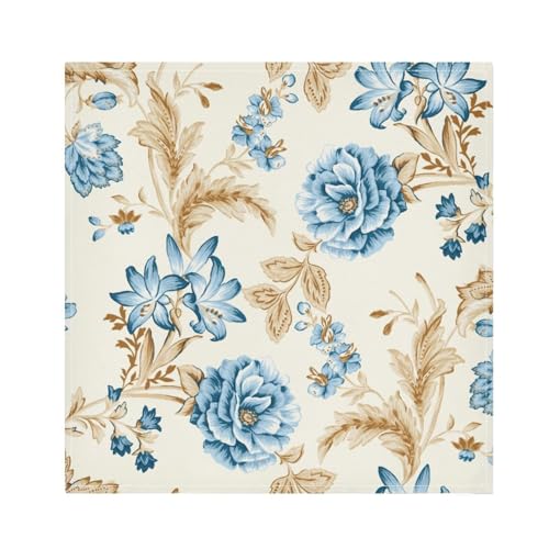 Set de 6 Servilletas de Tela con Flores Azules, 50x50 cm miniatura 1