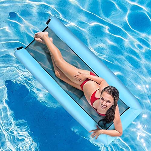 Inflatable Pool Floats, Portable Floating Lounger Chair Water Hammock for Adults & Kids 440lb Capacity No Leak Ripstop Fabric Fast Inflated No Pump Needed,with Compact Carry Bag
