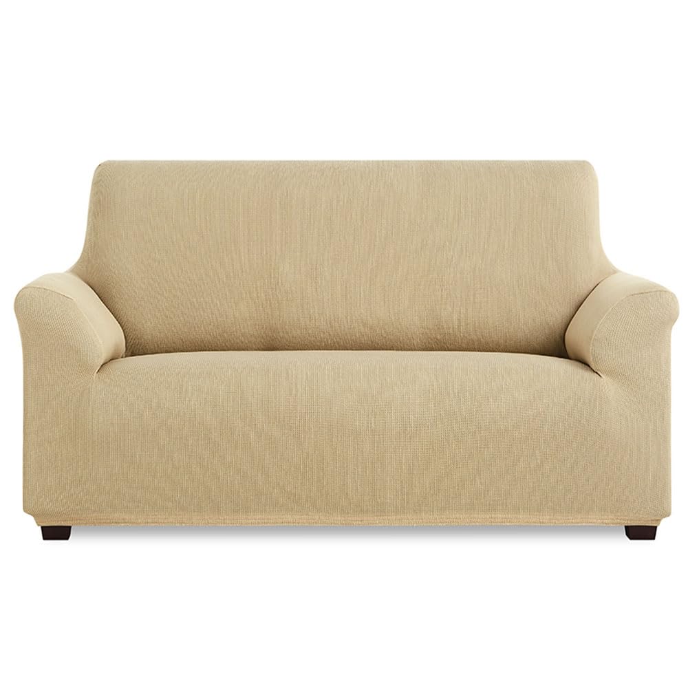 MAXIFUNDAS | Funda de Sofá Elástica 3 Plazas Color Beige - Funda de Sofá Extrasuave, Antideslizante y Elástica - Funda Sofá Elástica Modelo Inca