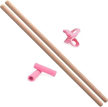 2PCS Yoga Rod Stick Set,Portable Pilates Bar Open Back Corrective Hump Round Wooden Stretching Tool with Buckle for Martial Artists Dancers Gymnasts
