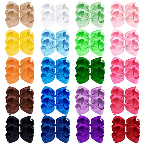 Oaoleer 40Pcs 4.5" Hair Bows Clips Grosgrain Ribbon Bows Hair Alligator Clips Hair Barrettes Hair Accessories For Baby Girls Infants Toddlers Kids Teens Children (4.5 Inch, 20 Colors In Pairs) #TOP5