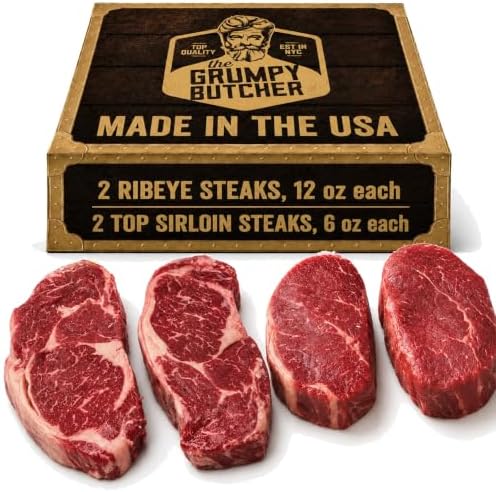 Grumpy Butcher Ribeye and Top Sirloin Steak Set, 4 Pack, 2,25 lb