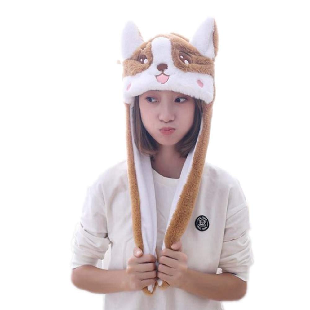 YEKEYI Ear Moving Jumping Hat Cap Animal Hat Pop Up Ears Plush Hat for Women Girls