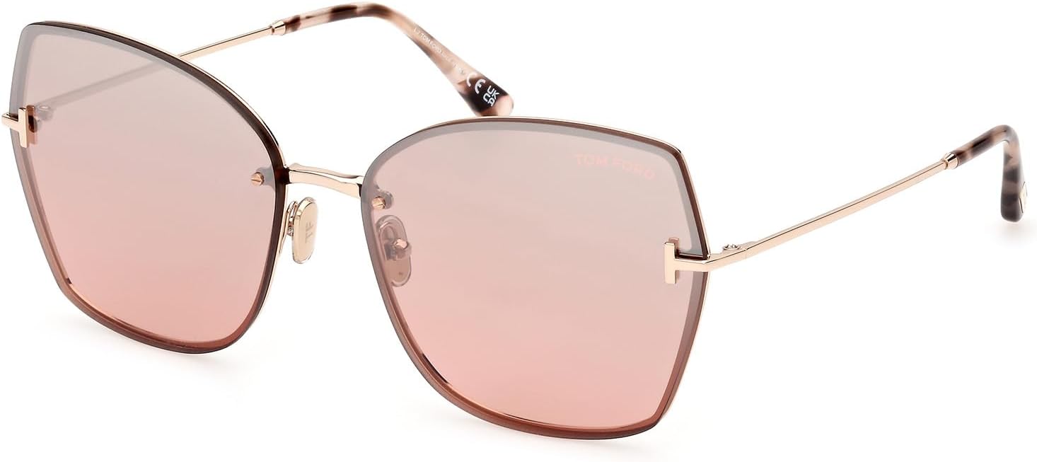 Tom Ford NICKIE-02 FT 1107 Shiny Rose Gold/Burgundy 62/16/140 unisex Sunglasses