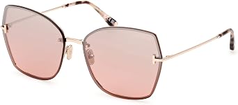 Tom Ford NICKIE-02 FT 1107 Shiny Rose Gold/Burgundy 62/16/140 unisex Sunglasses