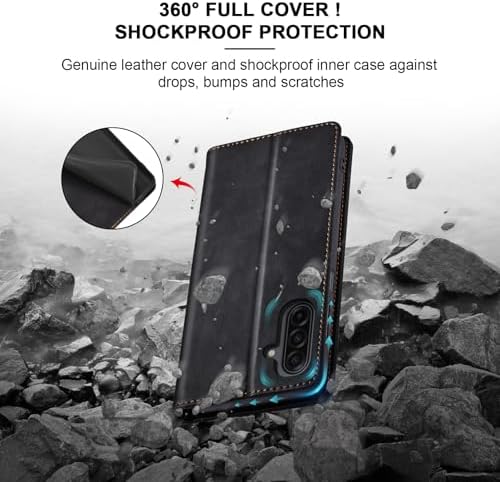 Jasonyu Flip Wallet Case for Samsung Galaxy A17/A26 5G,Leather Magnetic Folio Cover with Card Holder,Kickstand - TPU Shockproof Durable Protective Phone Case,Black - 3