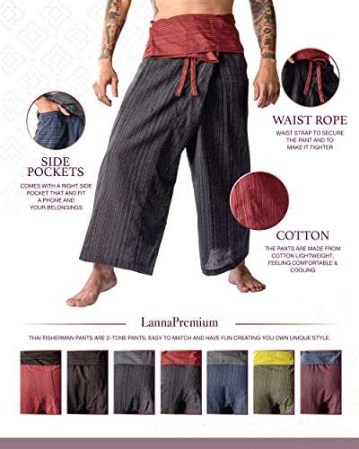 Lannapremium Thai Fisherman Pants For Men Women Yoga Pants 2 Tone - Martial Arts Pants Red Black… thumb #4