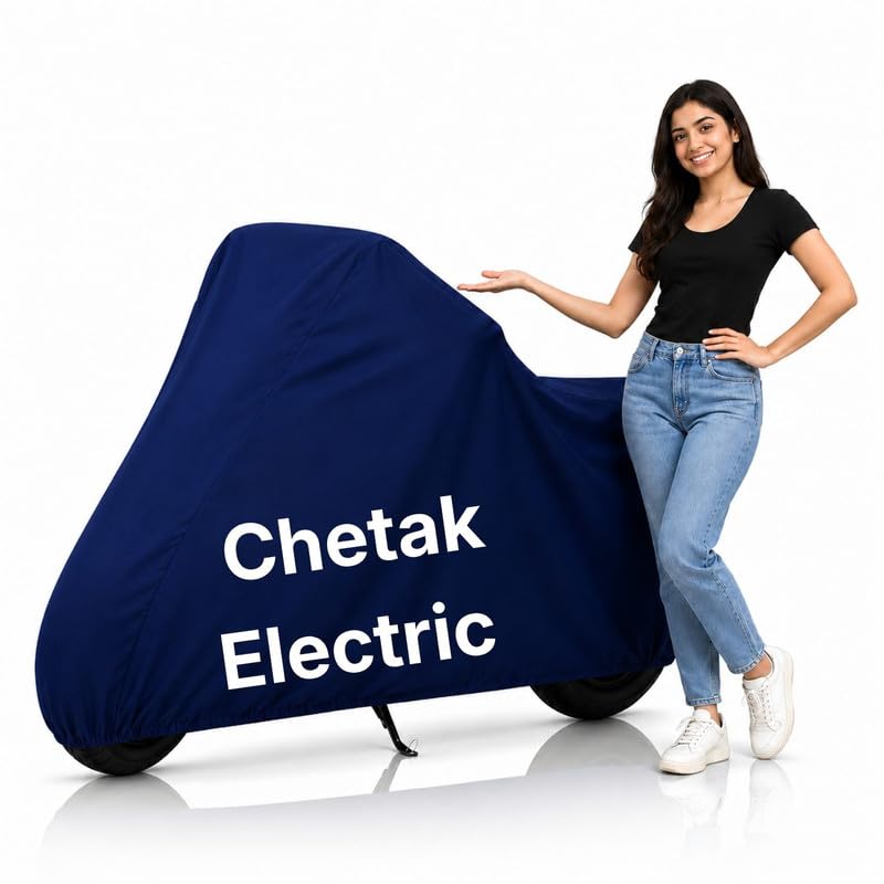 Image of Ultra-Protect Scooty Body Cover for Chetak Electric Cover| 100% Waterproof, Dustproof & Scratch Resistant | Heavy Duty Two Wheeler Covers with UV Protection, Heat Resistant | All Weather (Blue)