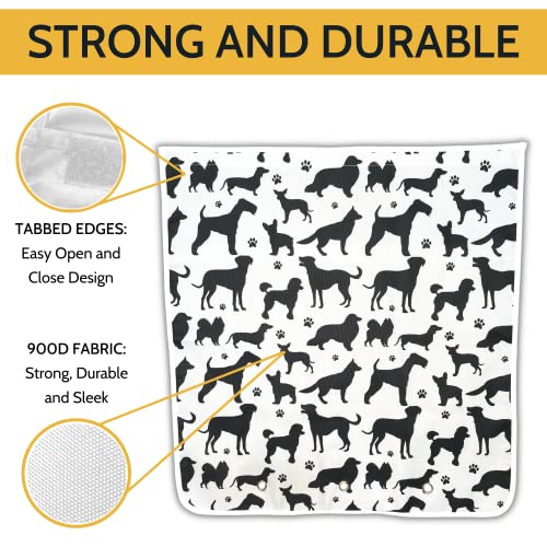 Image of Slimline Mail Slot Catcher for Door (20.4 inch W x 20 inch D), Letterbox Catcher for Glass, Wood & Metal Doors - Strong Adhesive, Indoor Post Catcher for Small Packages & Magazines (Dog Pattern)