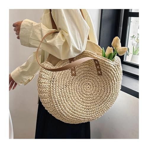 Straw Bag Round Straw Beach Bag Vintage Handmade Woven Shoulder Bag Rattan bags Summer Vacation Casual Bags2