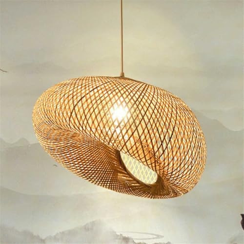 Lustre en bambou tressé main suspension rotin naturelle style campagnard chic