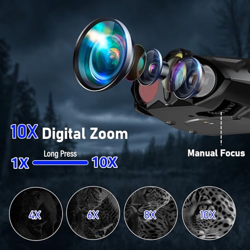 Image of 4K Night Vision Goggles with 4 inch Large Screen, 48MP Infrared Binoculars for Total Darkness, 10x Zoom & 2600ft Range, 5000mAh Rechargeable Battery, 32GB Card, Ideal for Hunting, Camping & Home Security