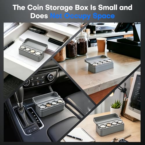 image for SINGARO Coin Holder for Car, Coin Change Organizer Compatible with Coi
