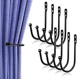 8 Pcs Curtain Tie Backs Curtain Wall Hooks Black Curtain Holdbacks U Shaped Curtain Pull Backs Black Metal...