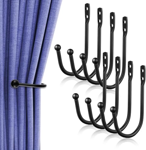 8 Pcs Curtain Tie Backs Curtain Wall Hooks Black Curtain Holdback...