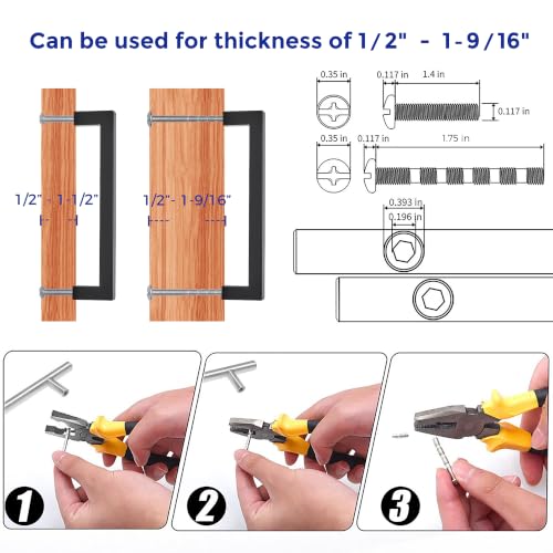 Image of Ravinte 20 Pack Kitchen Matte Black Cabinet Handles 6-1 /4 Inch Hole Center Stainless Steel Square Cabinet Pulls for Dresser Drawer Cupboard Handles with Screwdriver