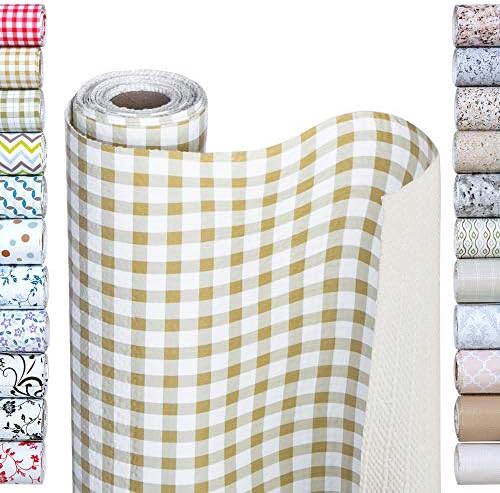 Smart Design Bonded Grip Shelf Liner – 18in x 5ft – Non-Adhesive Drawer Liner with Strong Grip Helps Protect and Personalize Your Home Organization and Storage – Honey Brown Gingham