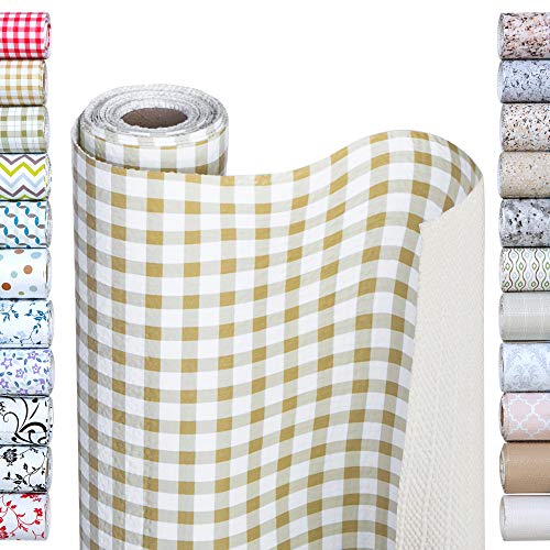Smart Design Bonded Grip Shelf Liner – 18In X 5Ft – Non-Adhesive Drawer Liner With Strong Grip Helps Protect And Personalize Your Home Organization And Storage – Honey Brown Gingham #TOP1