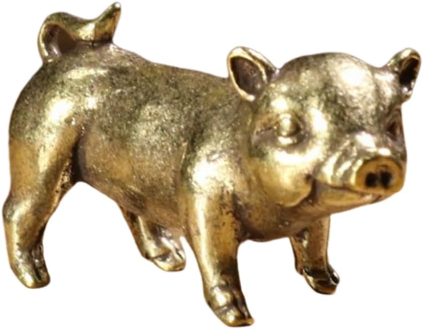 Chinese Feng Shui Brass Mini Pig Decor Statue Figurines for Animal Sculpture Collectibles Gift,Pen Holder