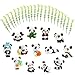 Lauren 32 Pack Plastic 3D Panda and Emulation Bamboo Cake Toppers Decorations for Birthday Theme Party