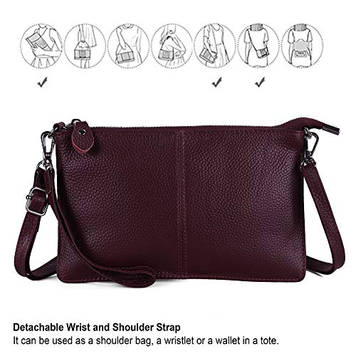 Image of befen Genuine Leather Wristlet Clutch Wallet Purses Small Crossbody Bags for Women with RFID Blocking Card Slots