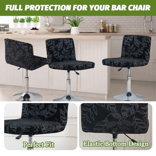 Image of FUANGUI Bar Stool Covers with Backs, 4 Pack Stretch Bar Stool Chair Covers