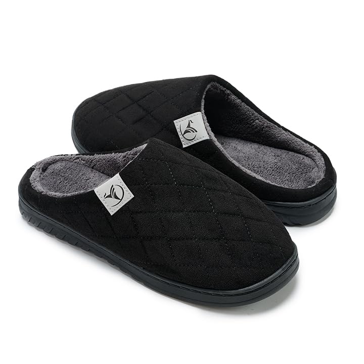 Mens Memory Foam Slippers Knitted Lining Non-Slip Indoor Outdoor Slippers