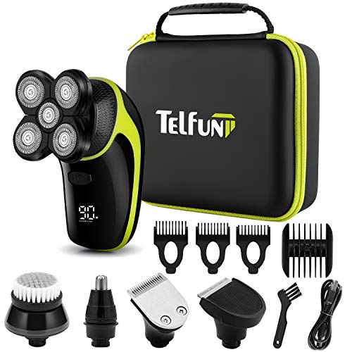 Telfun Head Shavers for Bald Men, 5-in-1 Electric Razor for Men w/h LED