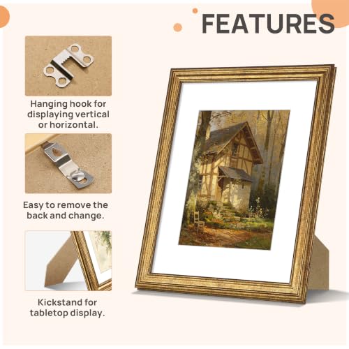 Image of upsimples 8.5 by 11 Picture Frame, Vintage Frames Decor, 1Pack Bronze | Fit 6x8 and 8.5x11 Photo, Wall or Tabletop Display, Antique-style Decoration, Rustic Farmhouse Decor, For Weddings
